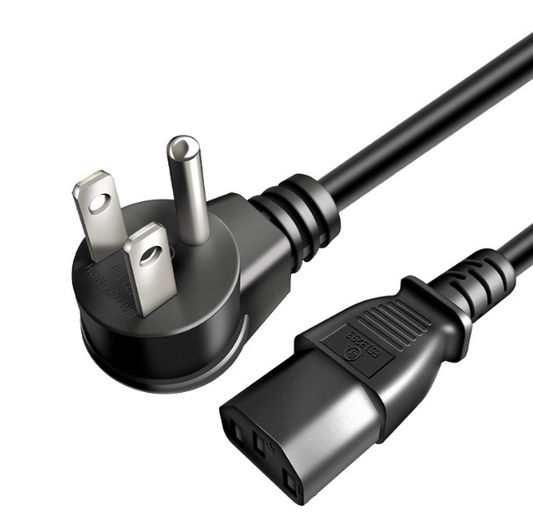 GEPOW Pure Copper Power Cord, 3-Prong Angled Plug with 3-Slot Connector, Compatible with Desktop PCs and Household Appliances, 6ft